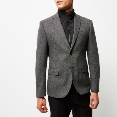 Grey insert slim fit blazer